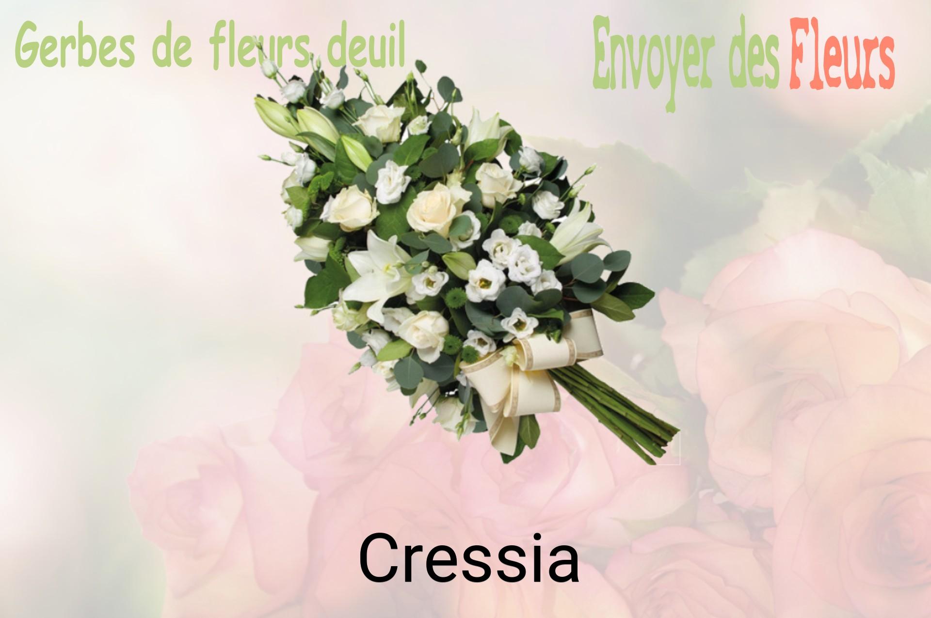 Gerbe de fleurs de deuil livrée à Cressia